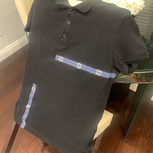 Fendi button down polo in size 52. Black color with logo in blue